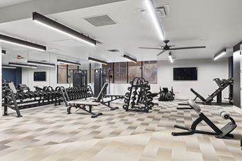 Spacious gym with variety of equipment's